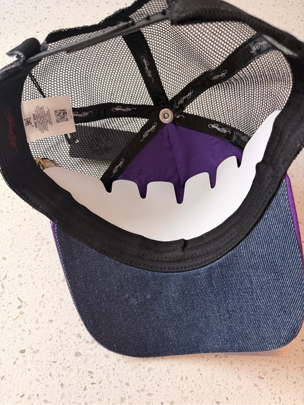 Ed Hardy Purple Taco Bell Trucker Hat with Floral Embroidery - Picture 5 of 6
